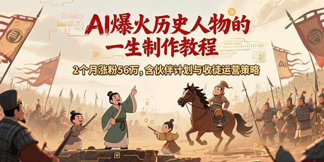 (7.10)AI历史人物赛道课程，2个月涨粉56万，含伙伴计划与收徒运营策略