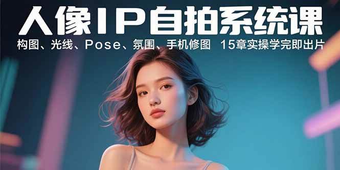 (9.6)人像IP自拍系统课：构图、光线、Pose、氛围、手机修图 15章实操学完即出片