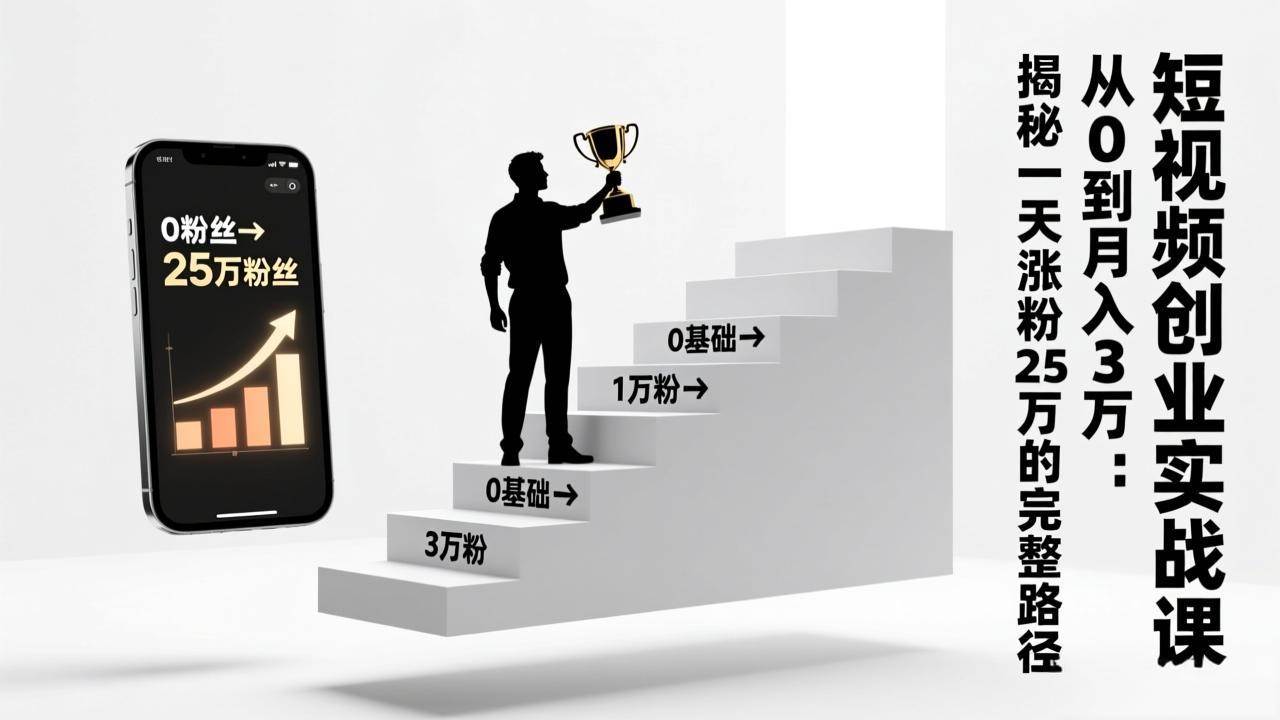 (1.26)短视频创业实战课：从0到月入3万：揭秘一天涨粉25万的完整路径