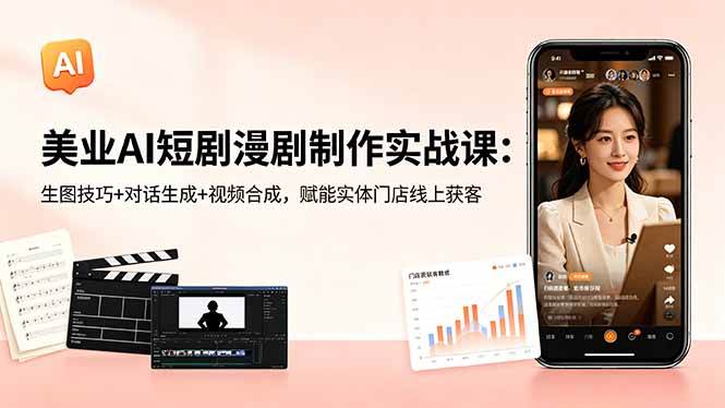 (5.21)美业AI短剧漫剧制作实战课：生图技巧+对话生成+视频合成，赋能实体门店线上获客