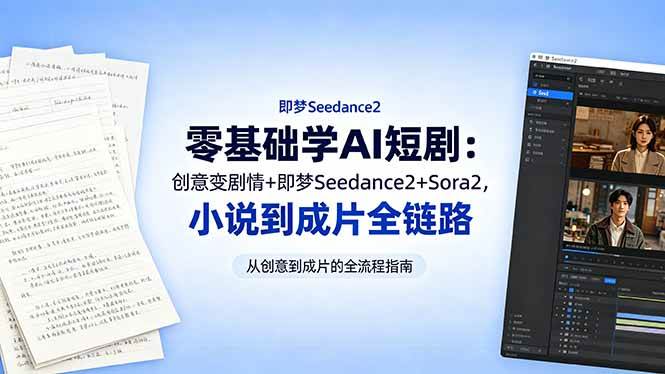 (5.21)零基础学AI短剧：创意变剧情+即梦Seedance2+Sora2，小说到成片全链路